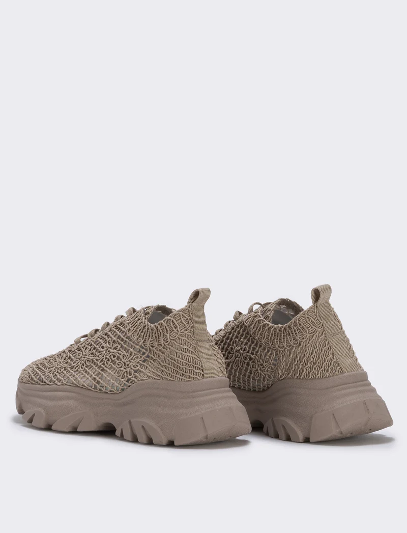Sneakers effetto macramè colorate - Beige