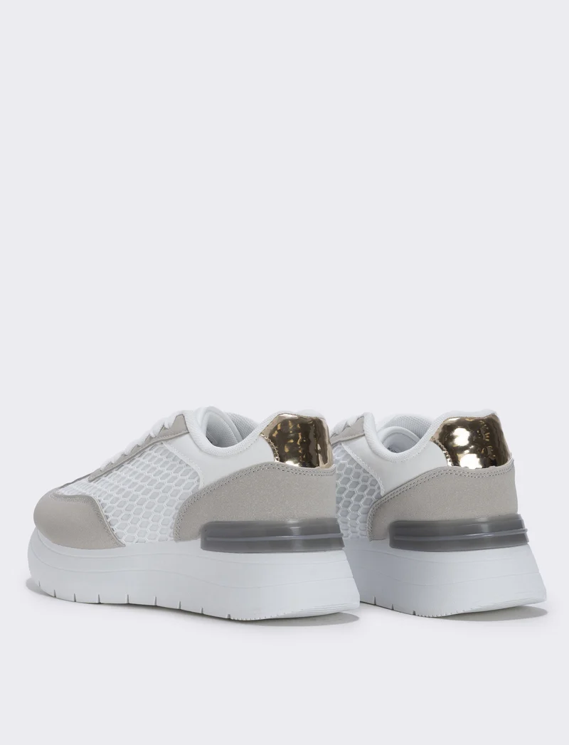Sneakers da in tessuto rete effetto - Bianco