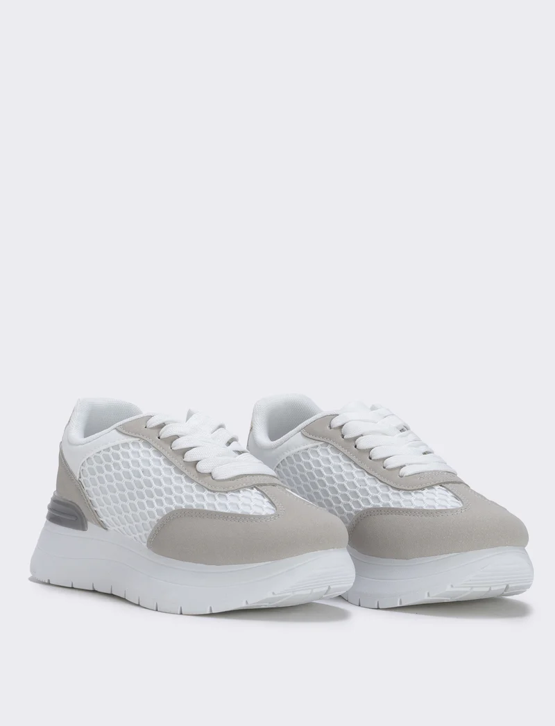 Sneakers da in tessuto rete effetto - Bianco