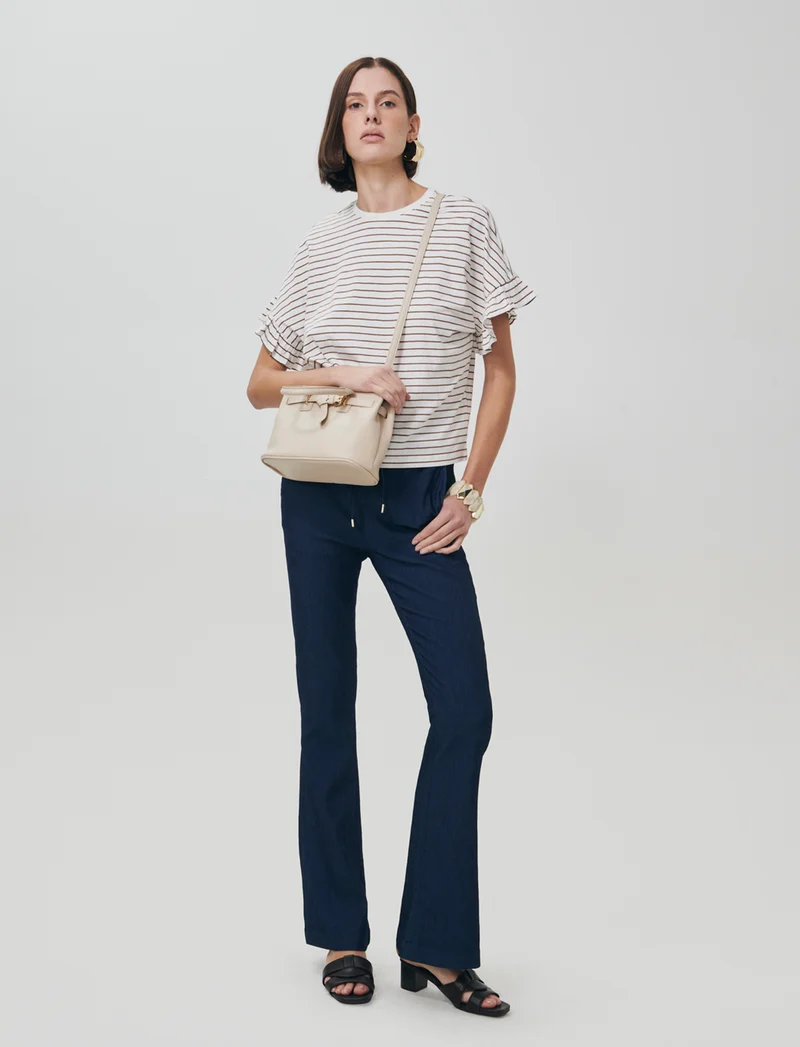 T-Shirt Girocollo Mezza Manica con Ruches - var 2