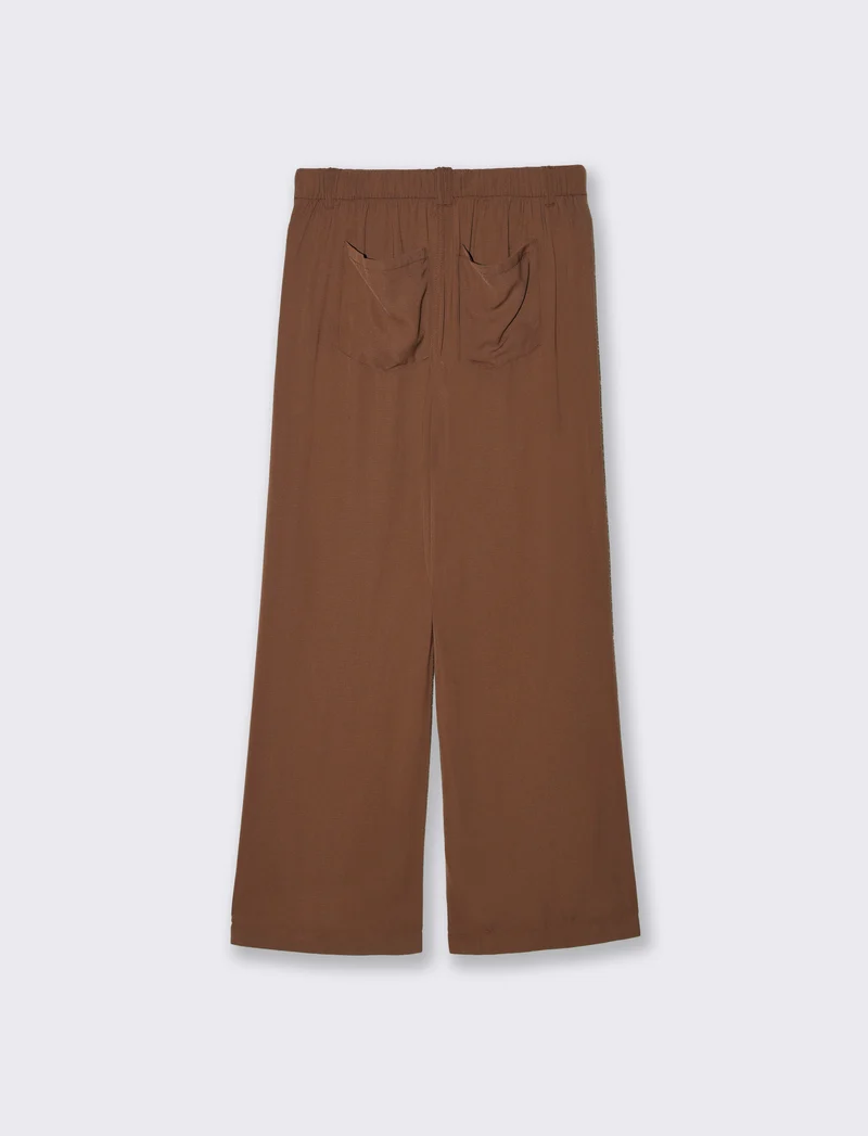 Pantalone Jogger Wide Leg con Coulisse - Marrone cioccolato