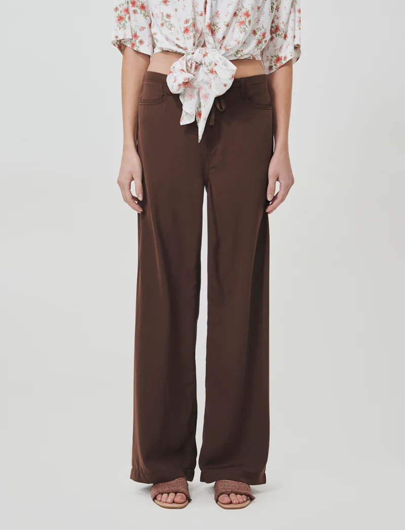 Pantalone Jogger Wide Leg con Coulisse - Marrone cioccolato