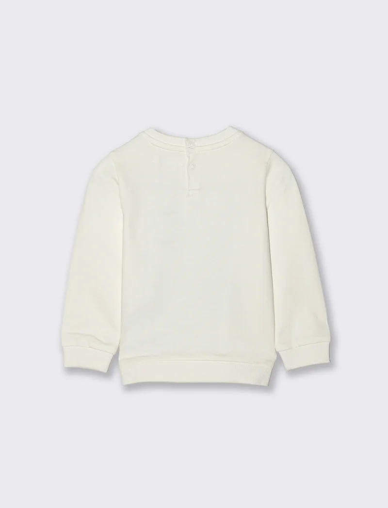 Felpa girocollo basica con stampa - Bianco latte