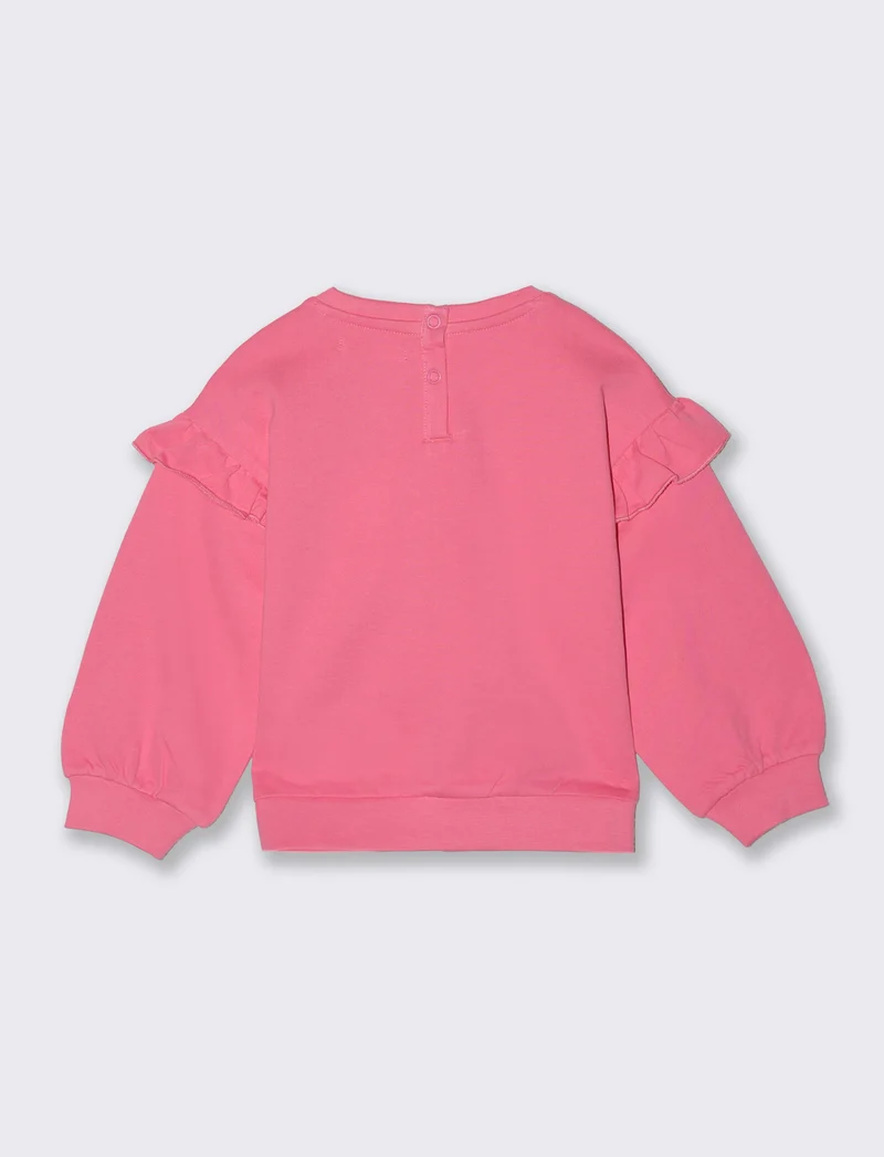 Felpa romantica con rouches alle maniche - Rosa big bubble