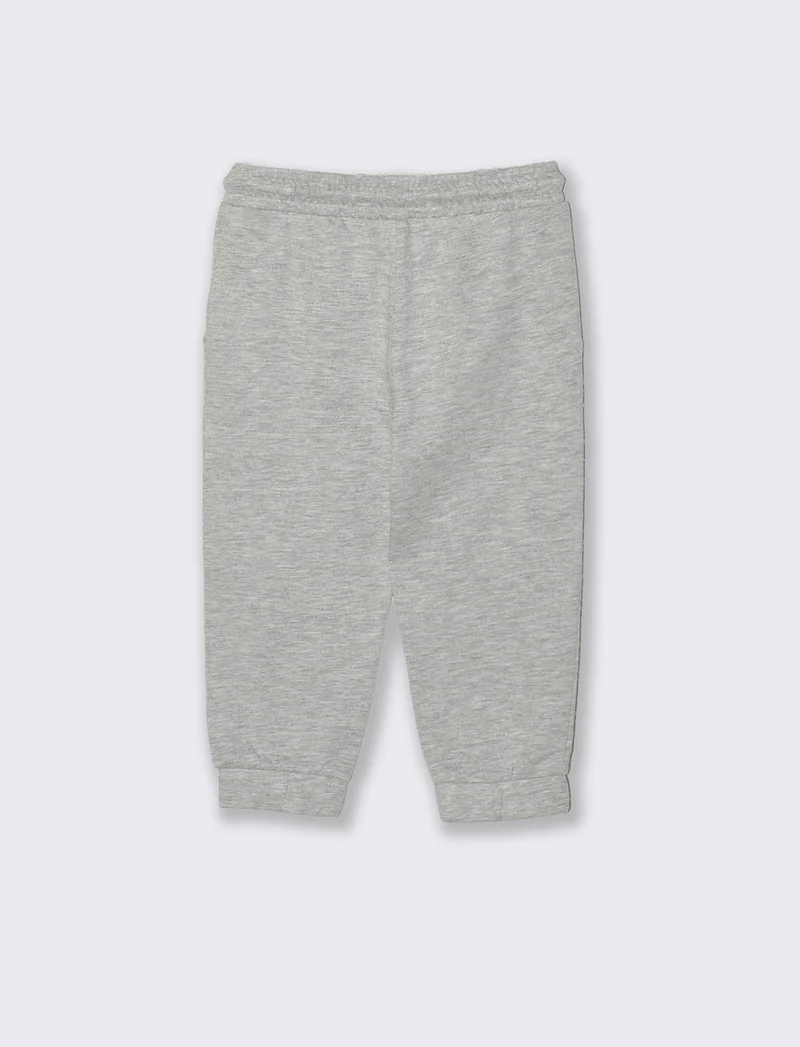 Jogger sportivi basici con stampa fronte - Grigio mel.