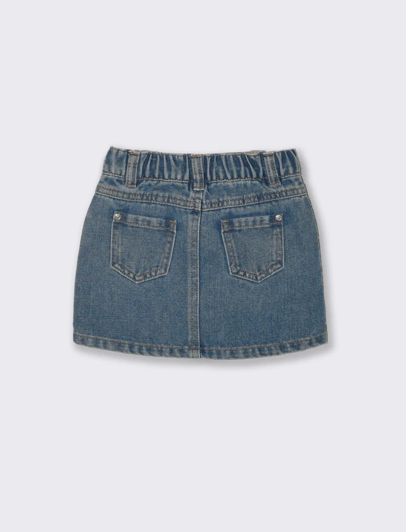 Gonna di jeans basica con tasche quotidiane - Denim