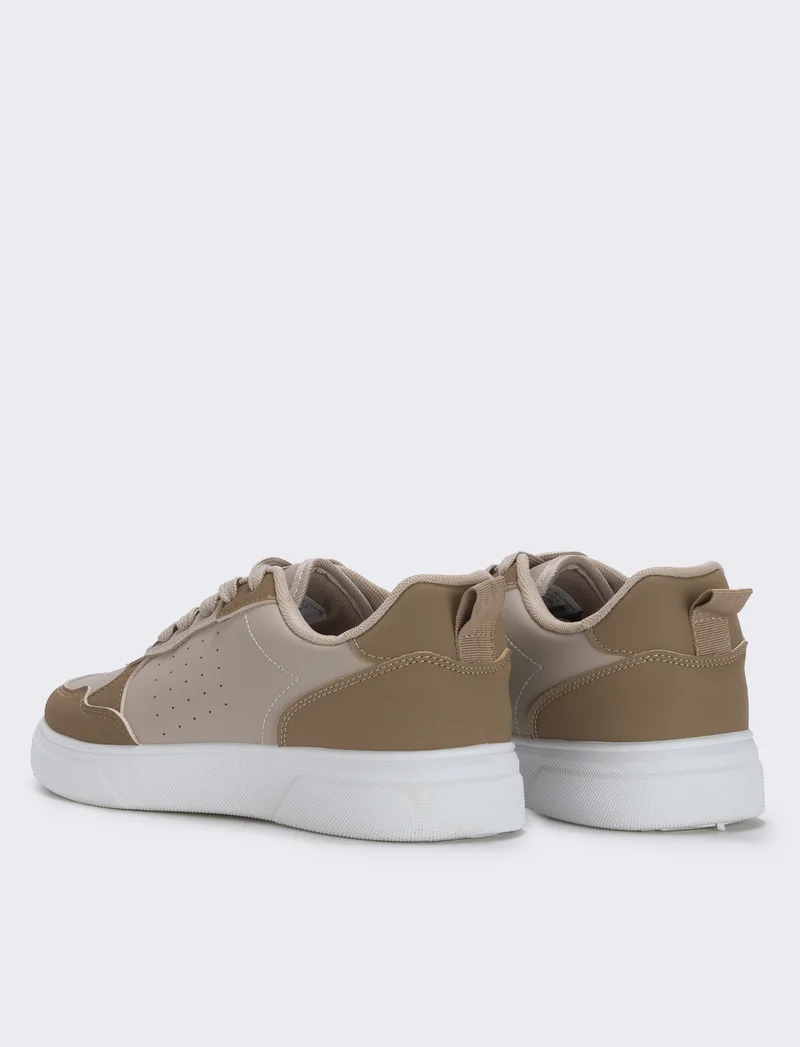 Sneakers bianche con riporti a contrasto - Beige