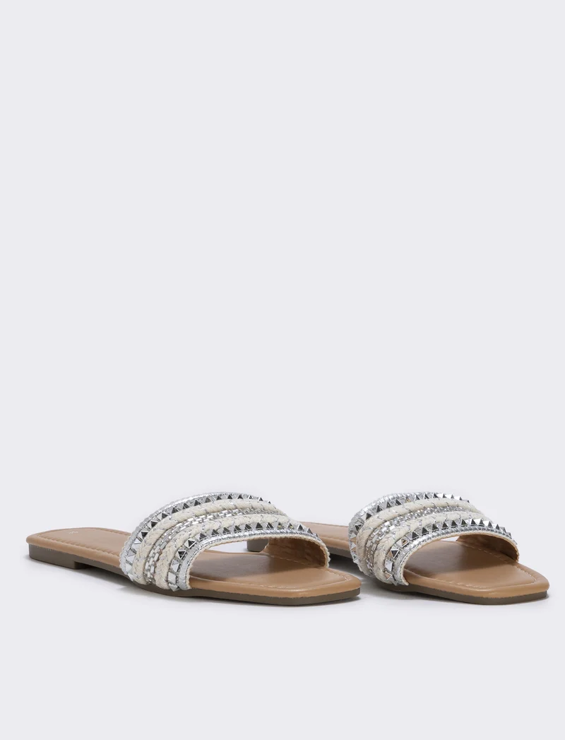 Mule argento con borchie da - Argento
