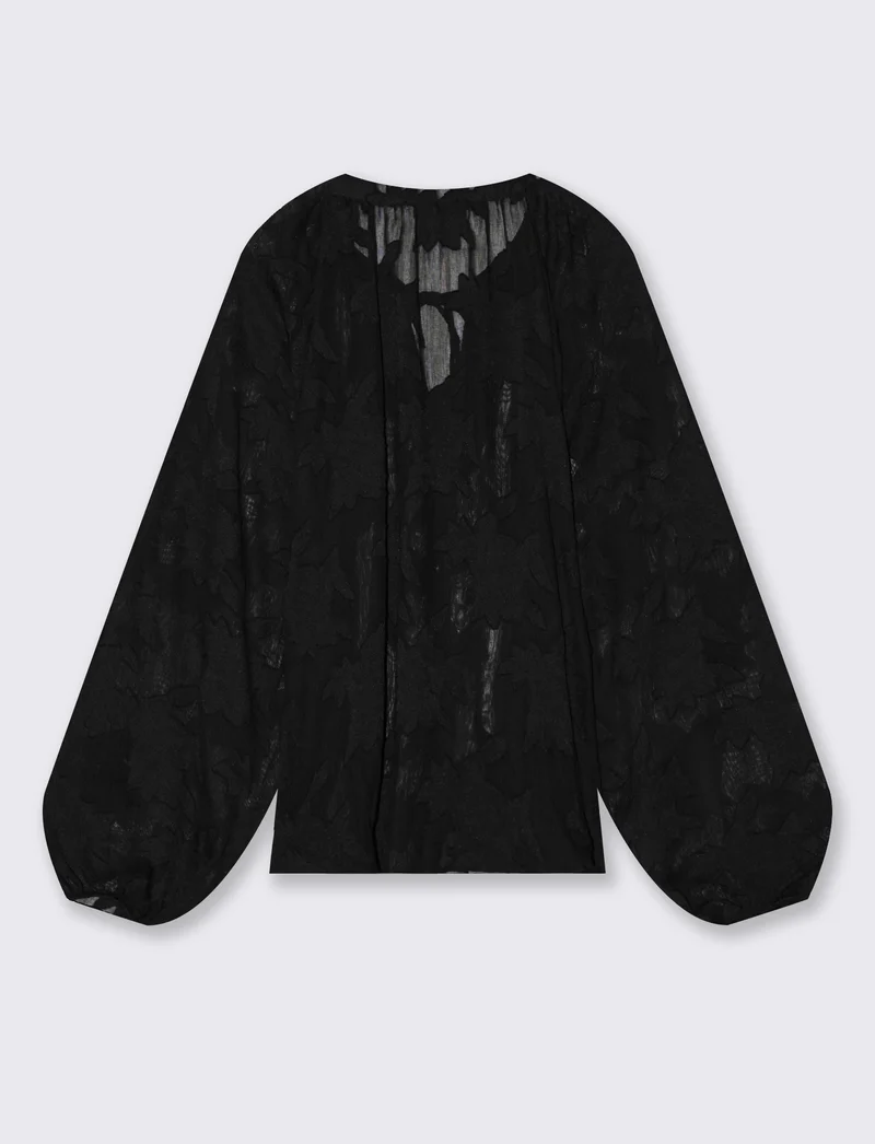 Blusa Manica Lunga con Bottoni Madreperla - Nero