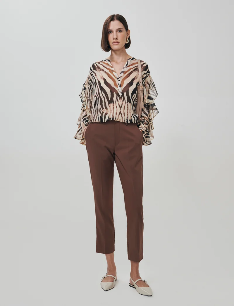 Pantalone con Elastico e Tasche - Marrone