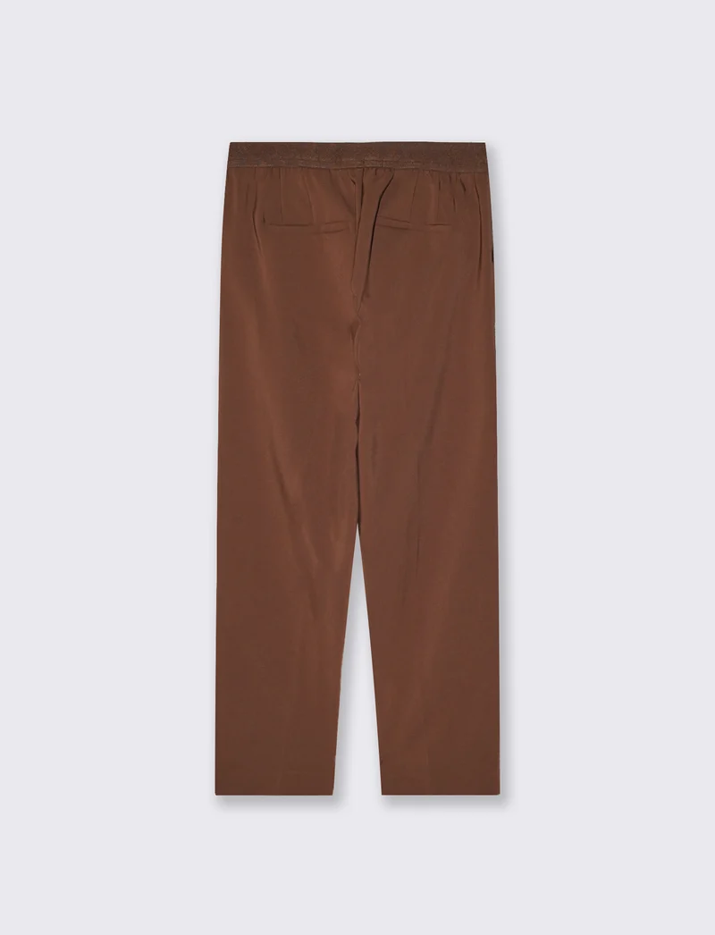 Pantalone con Elastico e Tasche - Marrone
