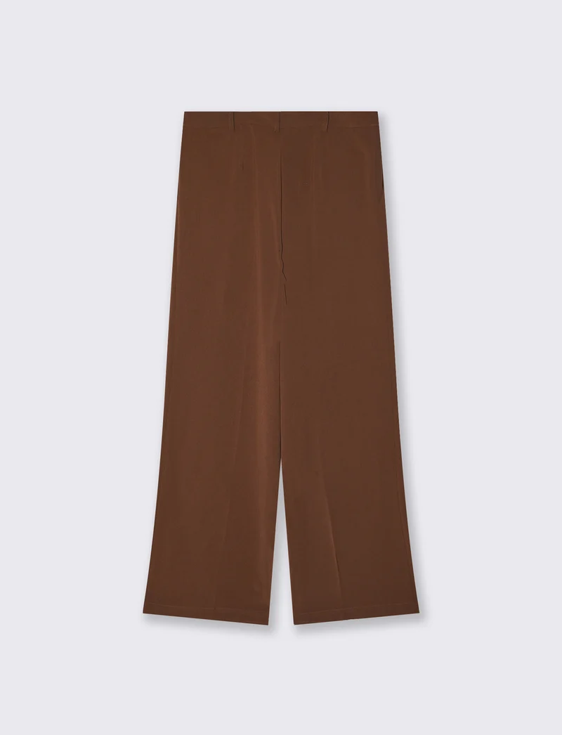 Pantalone Gamba Larga con Pinces Retro - Marrone cioccolato