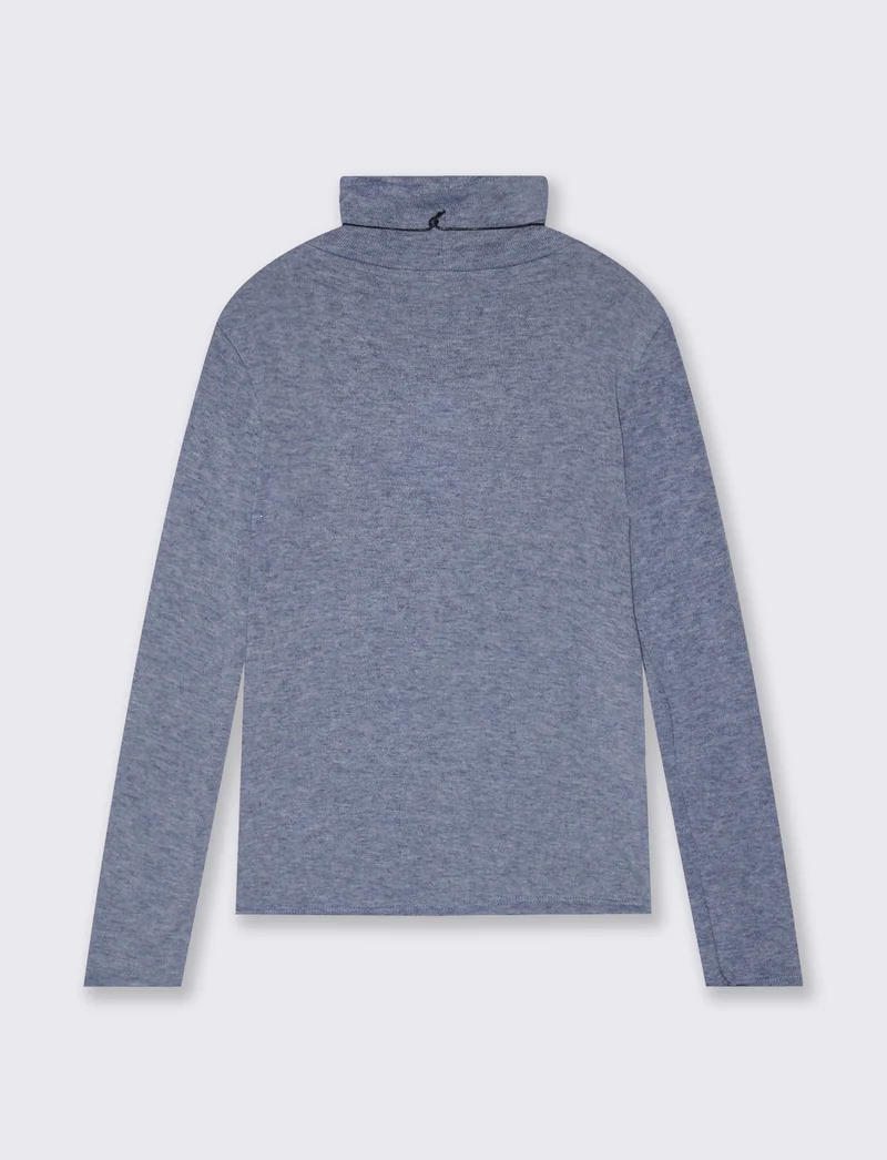 Maglia collo alto con collana - Denim
