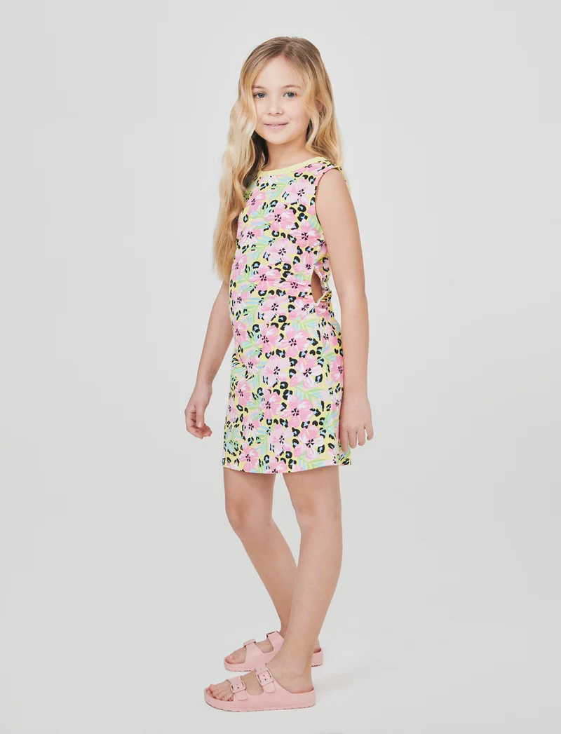 Abito cut out in jersey di cotone - Giallo