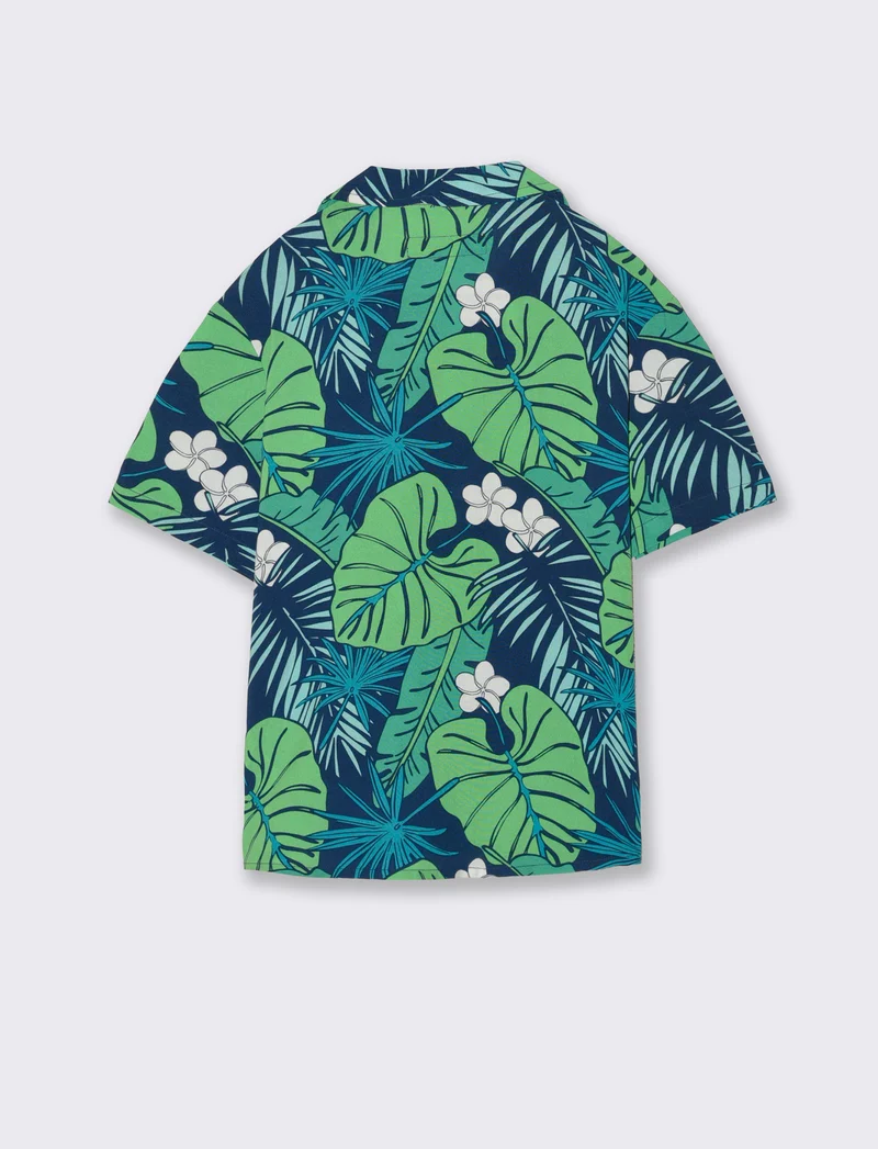 Camicia stampata in viscosa per l'estate - Verde