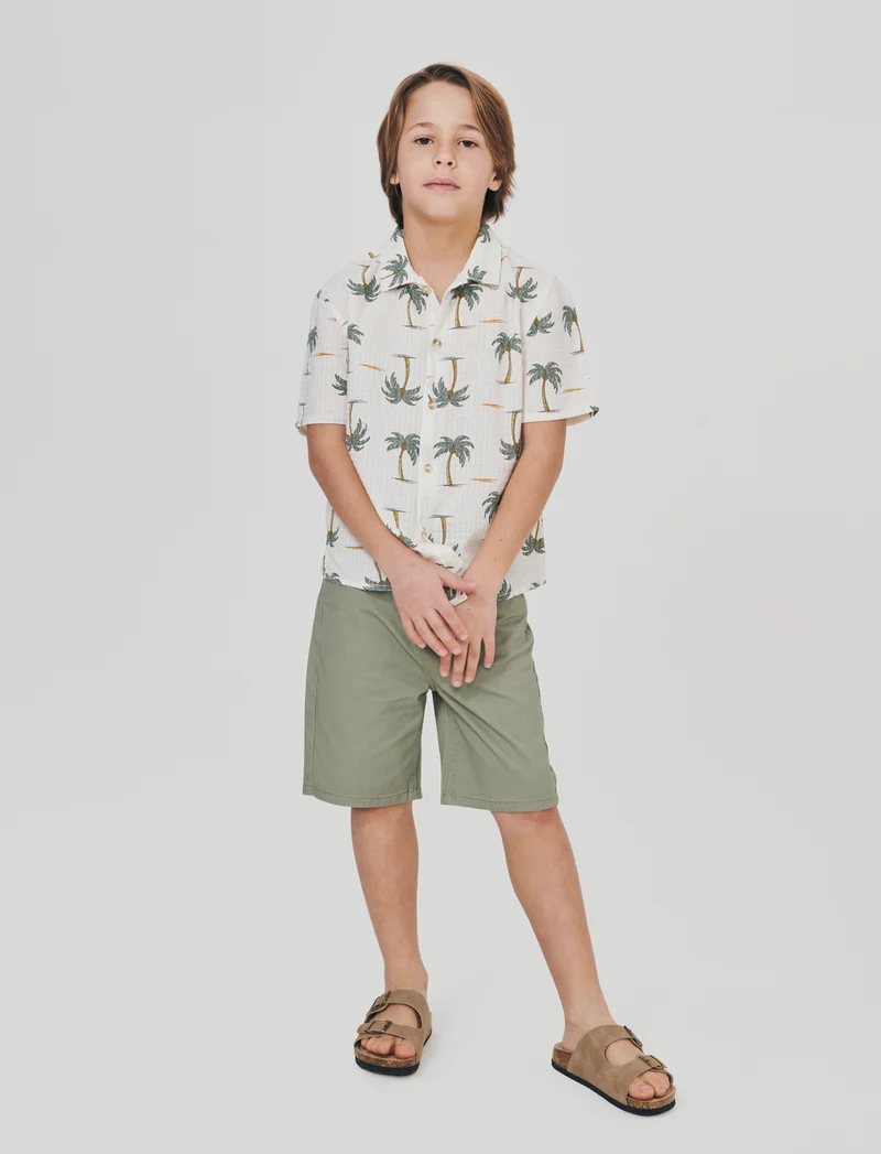 Camicia stampata maniche corte in cotone - Fantasia