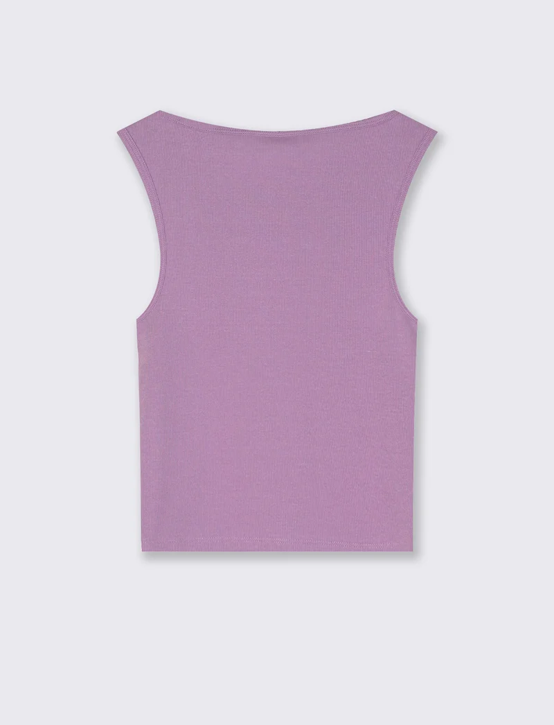 Canotta a Coste con Scollo a Barca - Viola malva