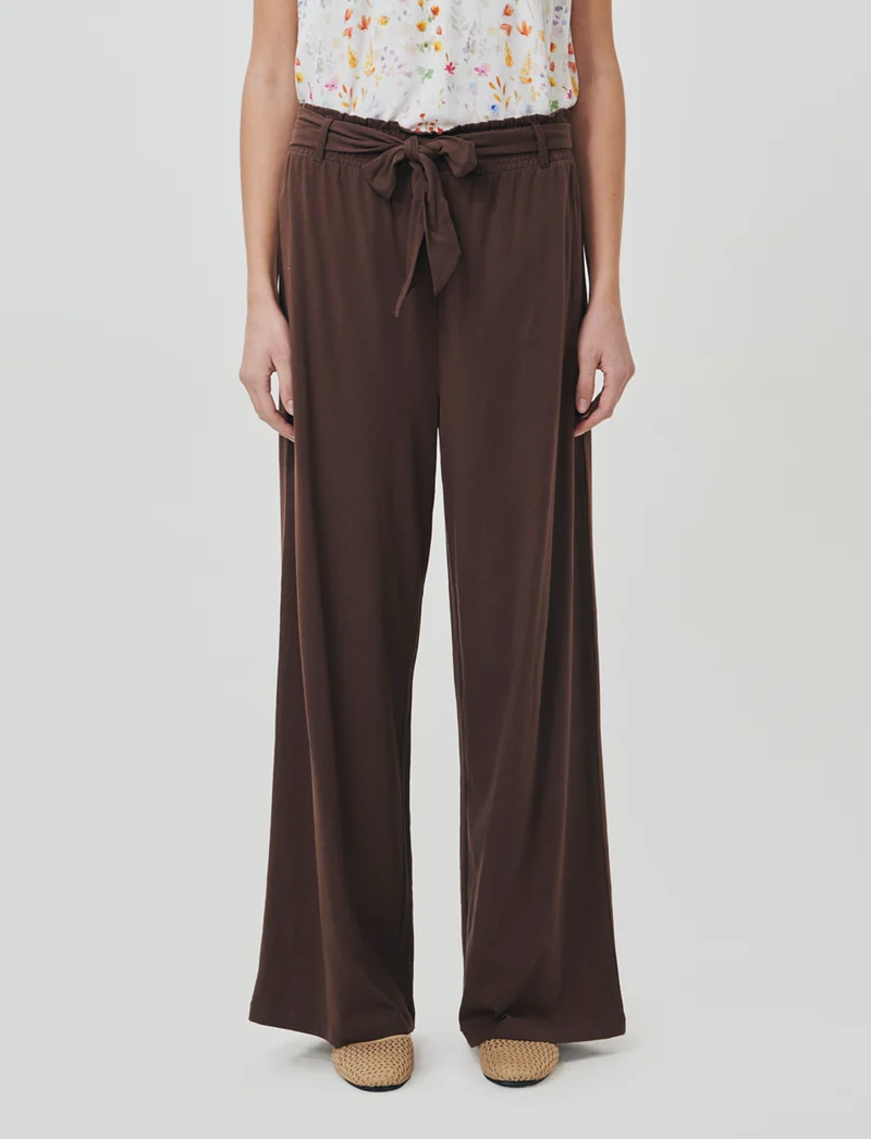 Pantalone con fusciacca e punto smock - Marrone cioccolato