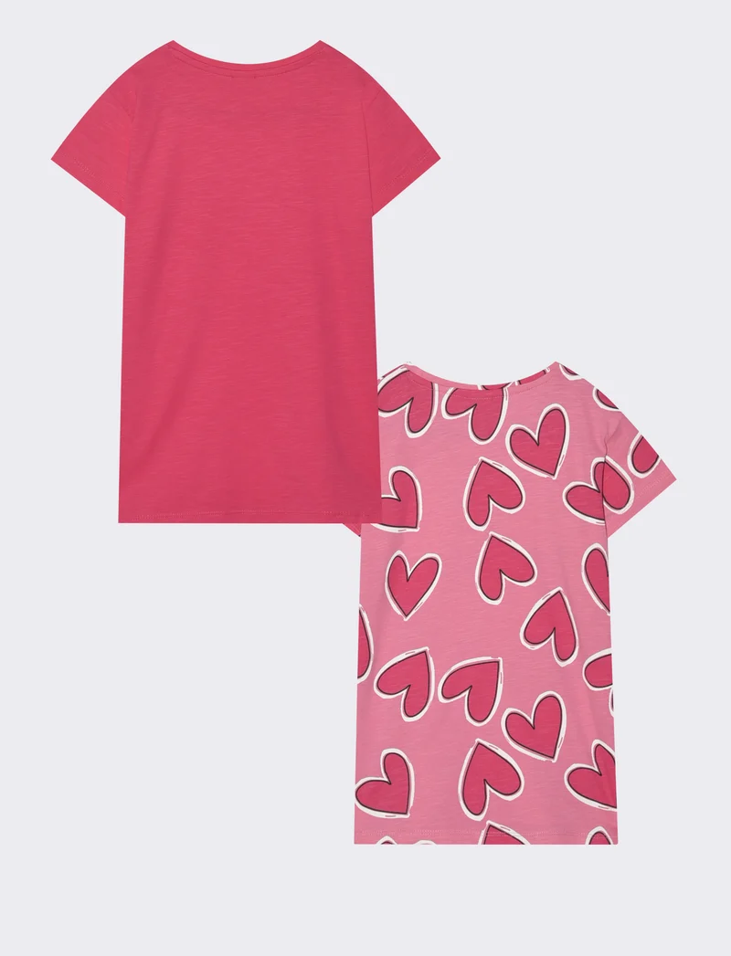 2 pack T-shirt mezza manica comode - Fuxia
