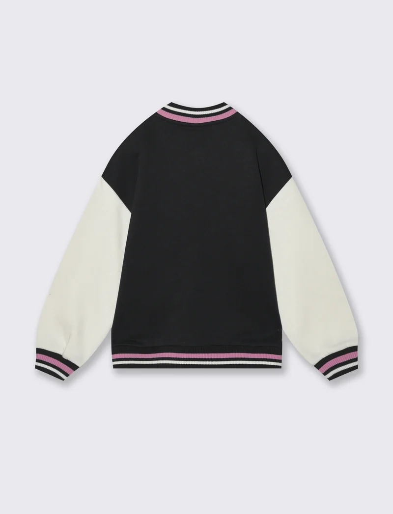 Felpa college per bambina alla moda - Nero