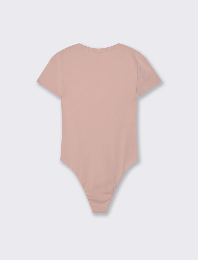Body Manica Corta Girocollo Basico - Rosa antico