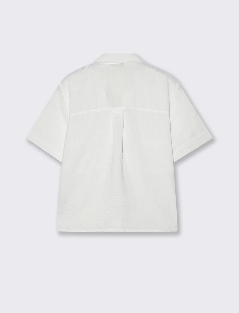 Camicia Manica Corta con Tasche a Toppa - Bianco