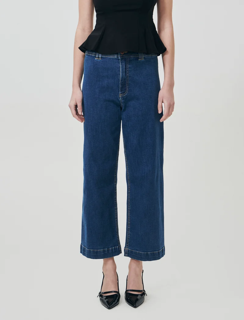 Jeans Gamba Larga Crop - Denim