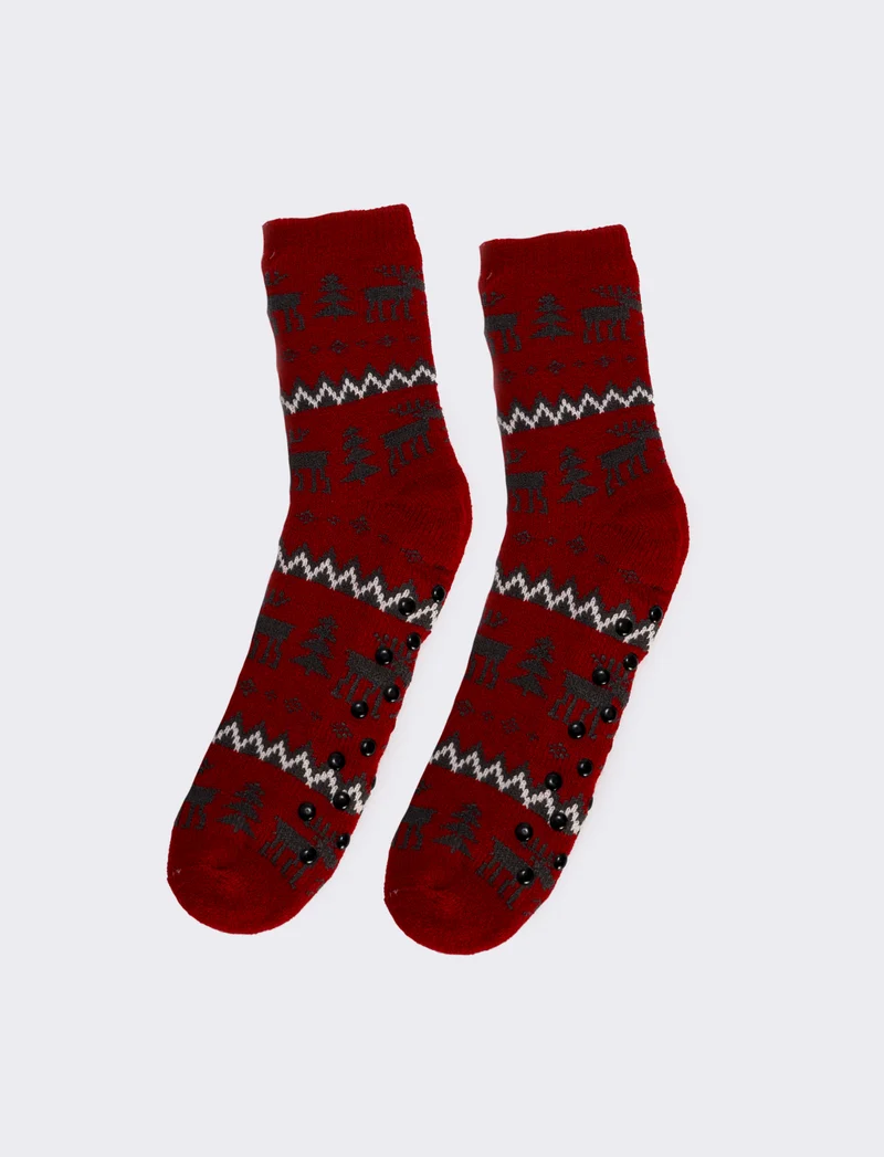 Calzini antiscivolo uomo natale - Rosso