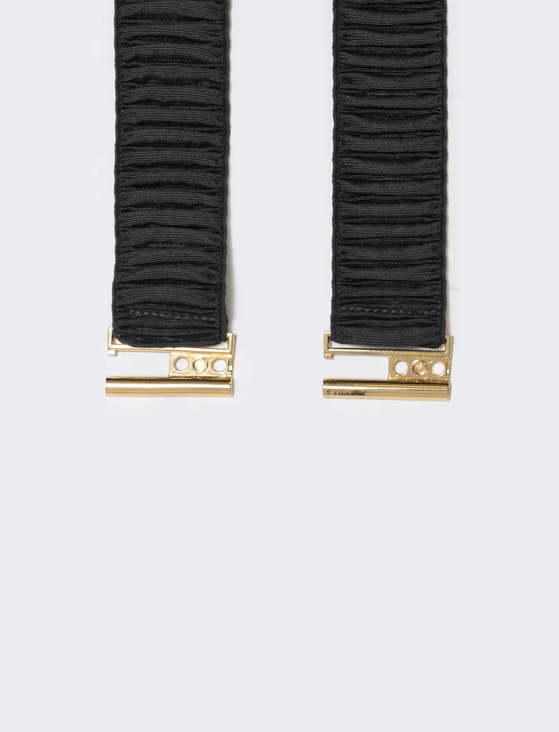 Cintura elastica sottile arricciata - Nero