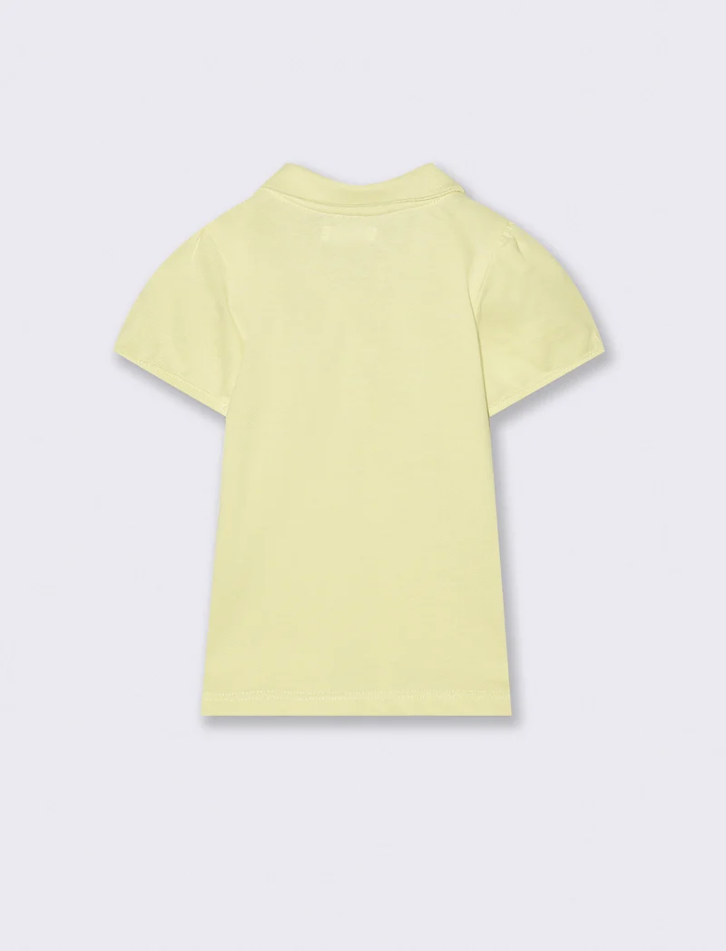 T-shirt polo in piquet con colletto - Giallo