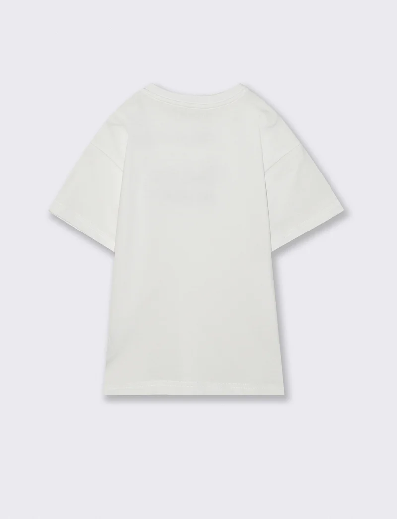 T-shirt mezza manica con ricamo casual - Bianco