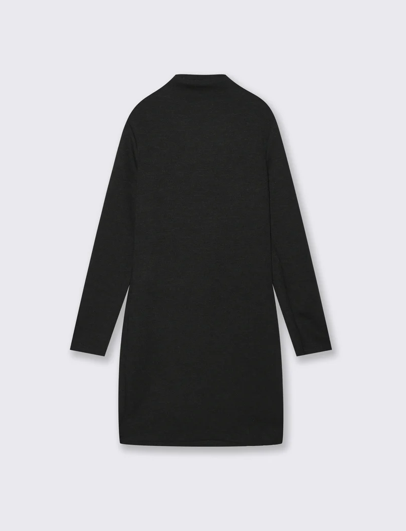 Abito in maglia con scollatura decorativa. - Nero