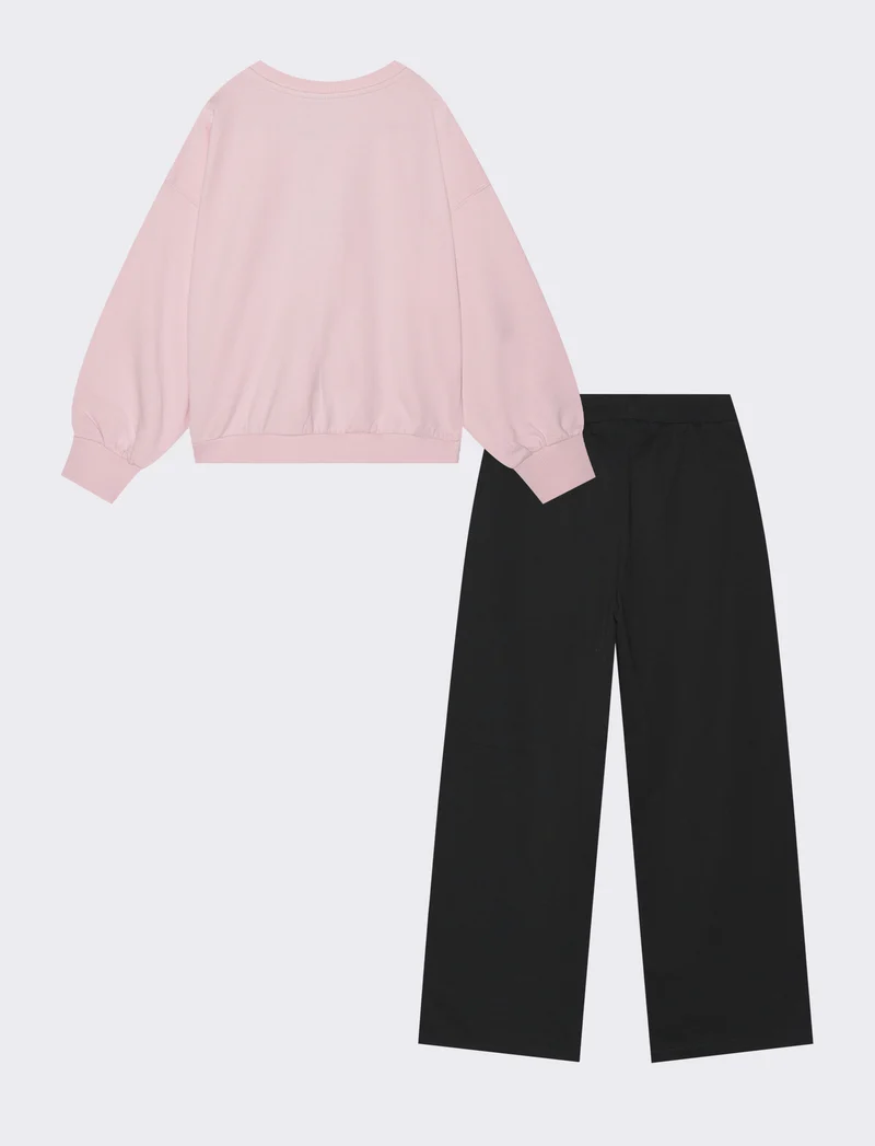 Tuta da bambina in french terry colorata - Rosa