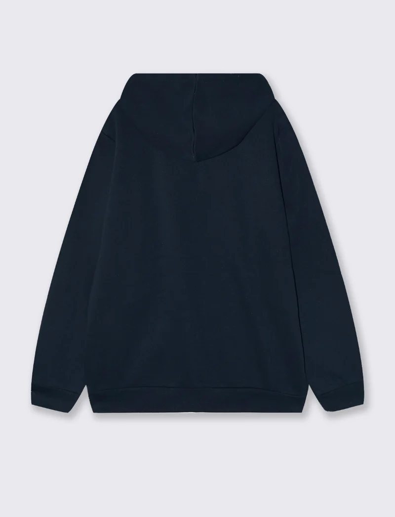 Felpa Basic con Cappuccio e Cerniera - Blu
