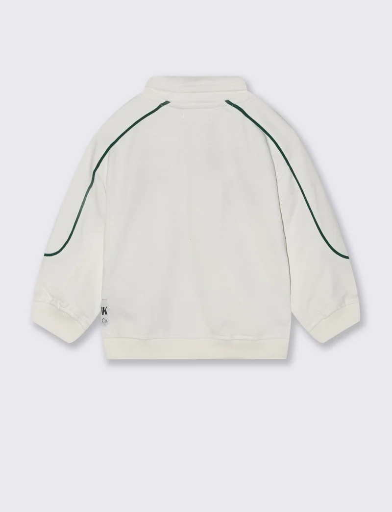 Felpa in cotone con ricami cool - Bianco latte