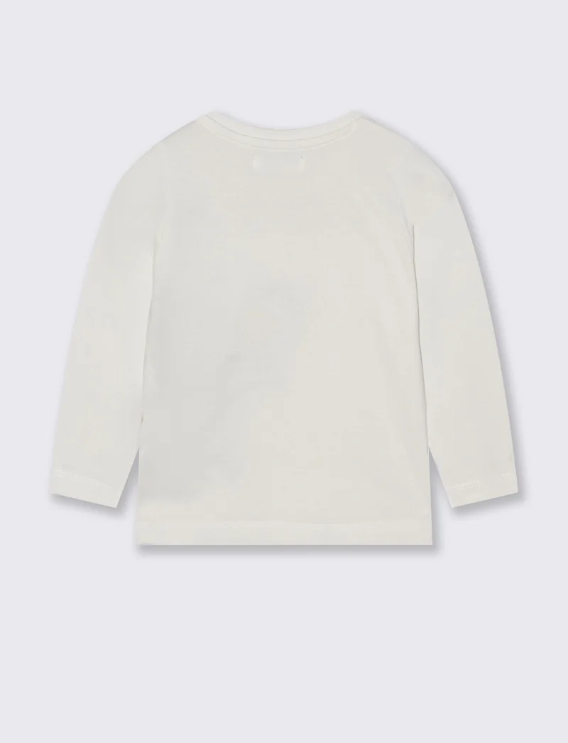 T-shirt in cotone con stampa e applicazioni - Bianco latte