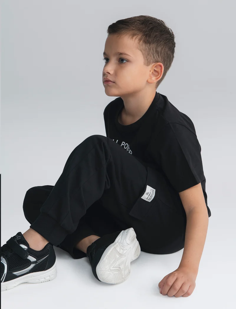 Jogger in cotone con tasconi e coulisse - Nero