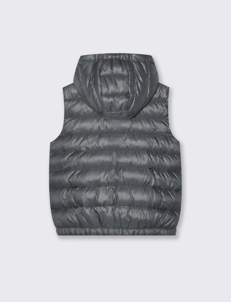 Gilet imbottito leggero con cappuccio - Grigio