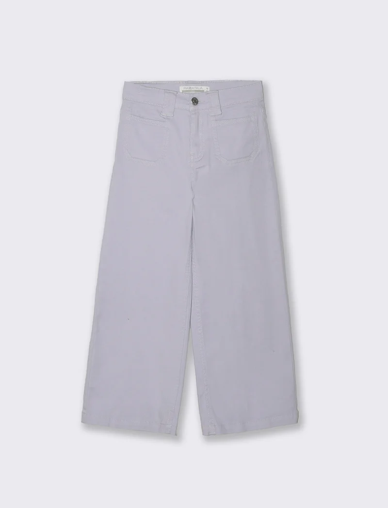 Pantalone gamba larga in cotone per bambina - Lilla