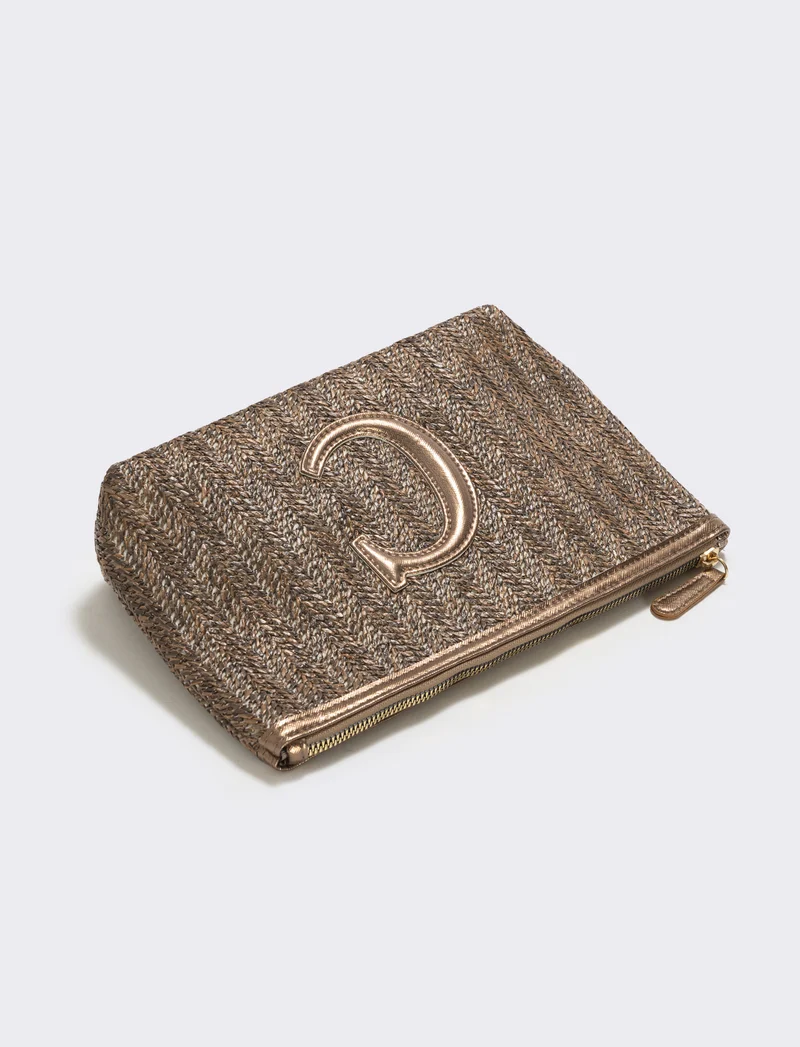 Pochette effetto paglia con lettera - var 2