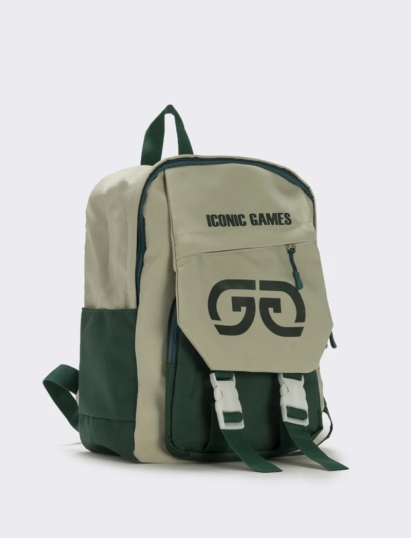 Zaino gommato con tasca per bambino - Verde