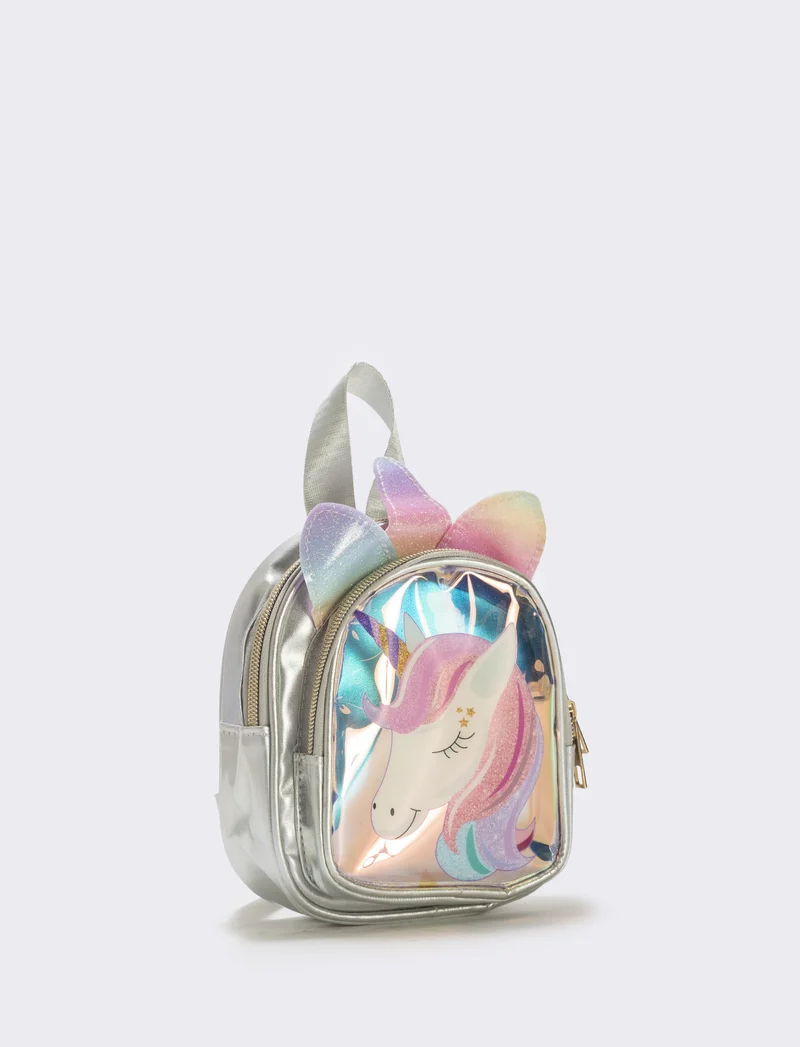Zainetto unicorno con orecchie glitter - Argento