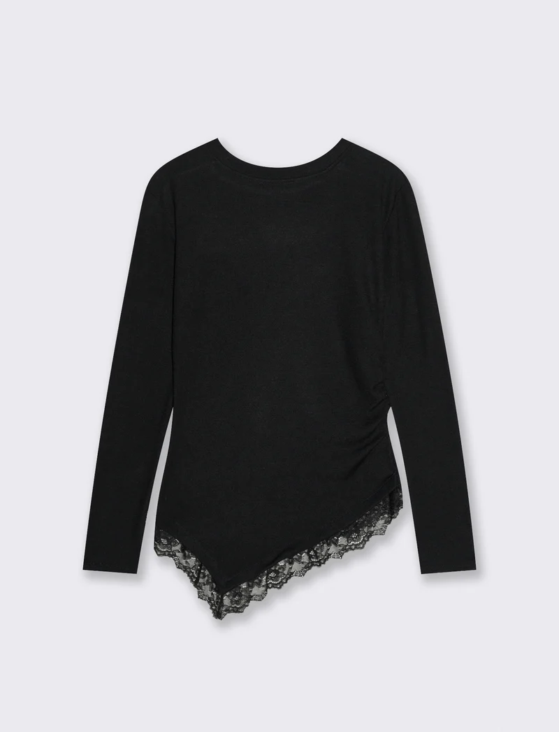 T-SHIRT MANICA LUNCA CON INSERTO - Nero