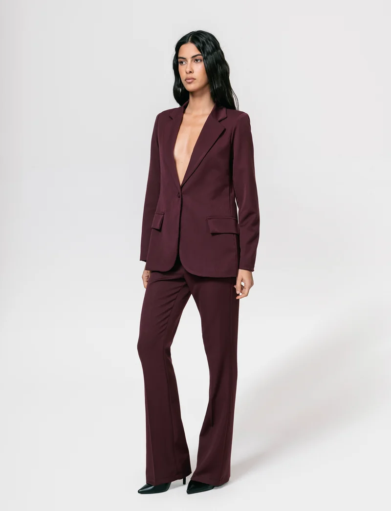 Pantalone chiusura uomo con gamba a zampa - Bordeaux