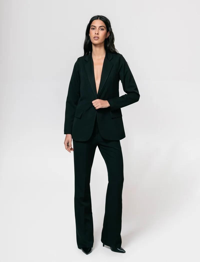Pantalone chiusura uomo con gamba a zampa - Nero