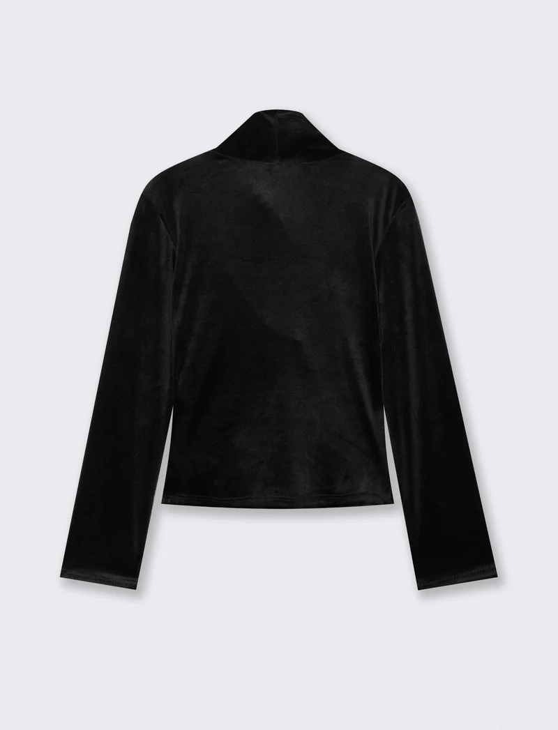 Tshirt manica lunga in ciniglia - Nero