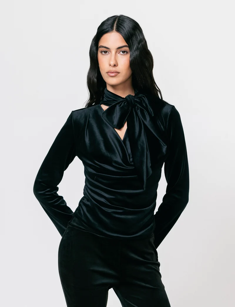 Tshirt manica lunga in ciniglia - Nero