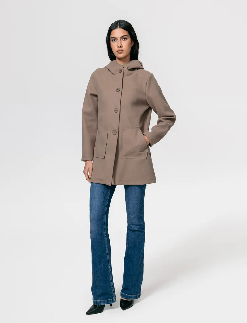 Cappotto con cappuccio - Grigio fango