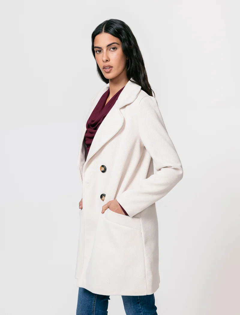 Cappotto doppio petto - Vaniglia