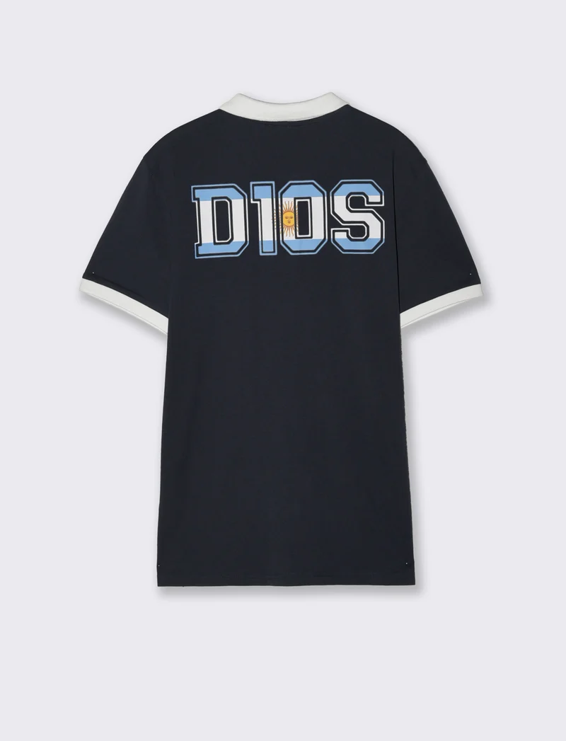 Polo in Jersey D10S con Stampa - Blu